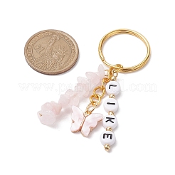 合金エナメルアクリルと天然ローズクォーツのキーホルダー  蝶  のような言葉  ゴールドカラー  7.2cm&nbsp;KEYC-JKC00806-04