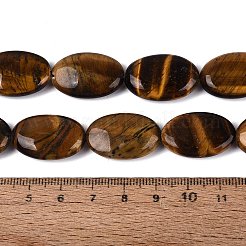 天然石タイガーアイビーズ連売り  フラットオーバル  23~24x15.5~16.5x6~8mm  穴：0.8~1mm  約17個/連  15.55~16.14インチ（39.5~41cm）&nbsp;G-Q606-109