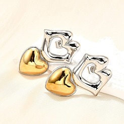 Двухцветные серьги-гвоздики из нержавеющей стали 304 для женщин&nbsp;EJEW-R023-01GP-05