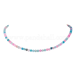 Collares de cuentas de ágata natural redonda facetada (teñida y calentada) para mujer&nbsp;NJEW-JN04659-05