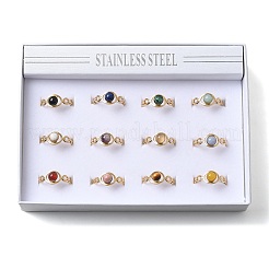 Круглые натуральные смешанные кольца из камня RJEW-C119-07G