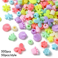 50шт 10 стиля непрозрачные пластиковые бусины KY-YW0001-68