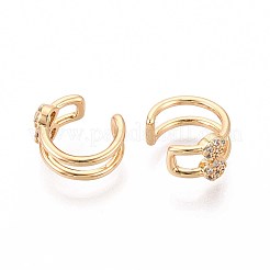 Латунные серьги-манжеты из прозрачного кубического циркония EJEW-T047-64G