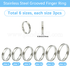 18 шт. 6 стиля 201 нержавеющая сталь рифленые кольца для пальцев&nbsp;RJEW-SC0001-33P