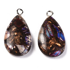 Кулоны в сборе из натурального бронзита и синтетической императорской яшмы&nbsp;G-N330-014-D01