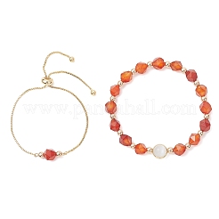 Природные сердолик браслеты из бисера&nbsp;BJEW-JB13009-02