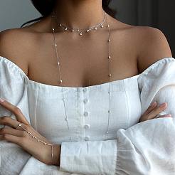 Ожерелья из стерлингового серебра с круглыми звеньями и прозрачными кубическими цирконами ID1679-4