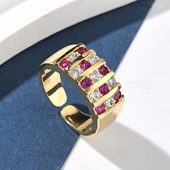 Открытые кольца манжеты из латуни с микропаве и кубическим цирконием&nbsp;RJEW-C158-04G