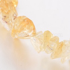 Натуральные цитриновые (окрашенные и нагретые) чипсы и круглые браслеты из бисера из бисера с чакрами и натуральным драгоценным камнем BJEW-JB01990-04