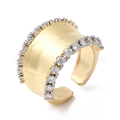 Латунные кольца из манжеты с прозрачным цирконием RJEW-H262-03G