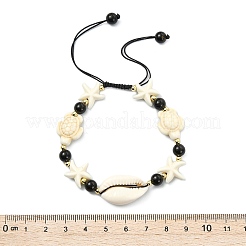 2-teiliges Set verstellbarer Armbänder aus natürlichen Kaurimuscheln&nbsp;BJEW-JB13917
