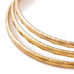 7шт. PVD вакуумное покрытие из нержавеющей стали 304 текстурированные кольца браслеты набор для женщин&nbsp;BJEW-A011-11C-G