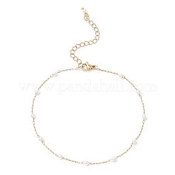 Браслеты на ногу из нержавеющей стали 304 и искусственного жемчуга из АБС-пластика для женщин AJEW-AN00689