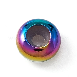 304ステンレススチールビーズ  内部のゴムと  スライダービーズ  ロンデル  虹色  8x4mm  穴：2mm&nbsp;STAS-WH0021-12M