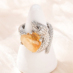 Кольца-манжеты из натурального желтого кварца змеиного цвета RJEW-K286-10P-01