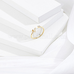 1pc lettre laiton strass ouvert manchette anneaux pour femmes&nbsp;AJEW-LP0004-47V-G