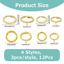 12 шт. 4 стиля стойки с покрытием из латуни пружинные затворные кольца KK-HS0001-66