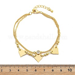 Многорядные браслеты из латуни с микропаве из прозрачного кубического циркония BJEW-U020-11G