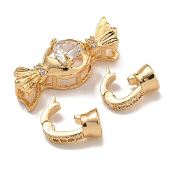 Латунные микро проложить кубического циркония раз за застежками KK-U037-41G-03