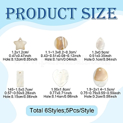 30шт 6 стиля подвески из натуральных пресноводных ракушек&nbsp;SHEL-YW0001-11