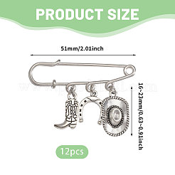 12 шт. брошь из стали West Cowboy в виде прочных английских булавок JEWB-CA00007