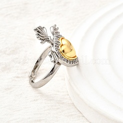 Манжеты из латуни с микро паве кубический цирконий для женщин RJEW-F184-01B-GP