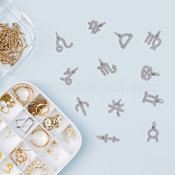 12шт 12 стиля латунные микропаве кубические циркониевые подвески&nbsp;KK-HY0003-50