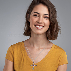 2шт 2 цвета горный хрусталь сердце крест кулон ожерелье комплект NJEW-AN0001-26