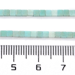 天然石瑪瑙ビーズ連売り  染め  キューブ  淡いターコイズ  2x2x2mm  穴：1mm  約150個/連  15.08インチ（38.3cm）&nbsp;G-M422-A01-04E