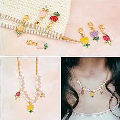 Подвесные маркеры для петель с эмалью из сплава «тюльпан» HJEW-AB00434