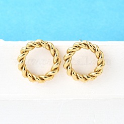 Pendientes de botón con forma de cuerda torcida de acero inoxidable 304 con revestimiento iónico (IP) para mujer&nbsp;X-EJEW-N097-006LG