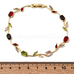Bracciali a catena con maglie in ottone micro pavé di zirconi cubici per donna&nbsp;LS-BJEW-D455-01G-04