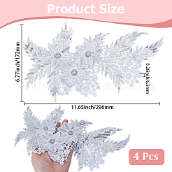 4 Stück Blumen- und Blattapplikationen aus Polyester und Kunststoff&nbsp;PATC-CY0001-49A