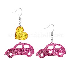 Акриловые серьги-подвески в форме машины ко Дню святого Валентина с сердечками FS-WGE7447-03