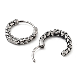 女性と男性のための316サージカルステンレススチールフープピアス  リング  アンティークシルバー  15.5x4.5mm&nbsp;EJEW-D096-15F-AS