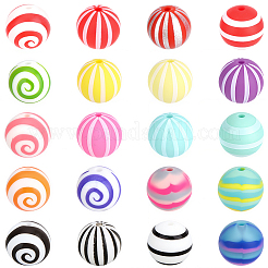 140 pièce 20 styles de perles focales rondes en silicone de qualité alimentaire écologiques&nbsp;SIL-PA0001-53