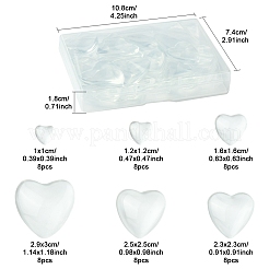 48 шт. 6 стиля прозрачных стеклянных кабошонов в форме сердца GGLA-FS0001-07