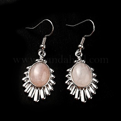 Orecchini pendenti a goccia in quarzo rosa naturale&nbsp;EJEW-K246-01P-02
