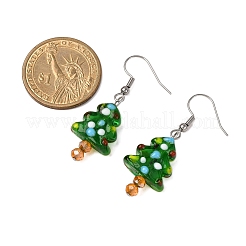 Серьги-подвески в виде рождественской елки из нержавеющей стали 304 EJEW-JE06524