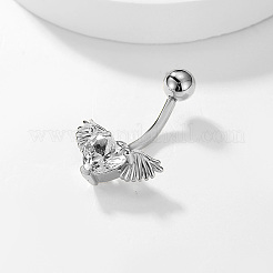 Модные кольца-штанги для пупка из нержавеющей стали 201 с прозрачным кубическим цирконием в форме крыла и сердца DH4115