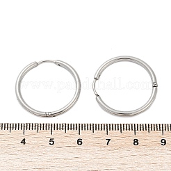 変色しにくい304ステンレススチール製フープピアス  316サージカルステンレスピン付き  リング  ステンレス鋼色  20x2mm  12ゲージ  ピン：0.9mm&nbsp;EJEW-G272-02-20mm-P