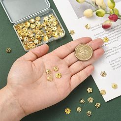 100 pièce de capuchons de perles en laiton de 10 styles&nbsp;KK-CJ0002-08