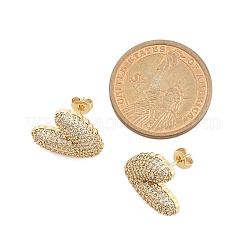 Женские серьги-гвоздики из латуни с микропаве и прозрачным кубическим цирконием&nbsp;EJEW-F352-06G