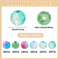 120 Stück 6 Farben transparente Sprühlack-Crackle-Glasperlen&nbsp;GLAA-TADJ0001-21A-B