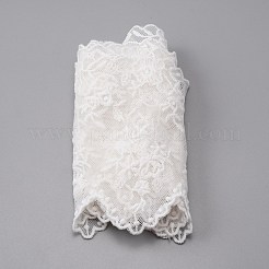 フラットナイロンメッシュ刺繍レーストリム  花柄  ホワイト  4-1/4~4-3/8インチ（109~110mm）&nbsp;OCOR-WH0047-10B
