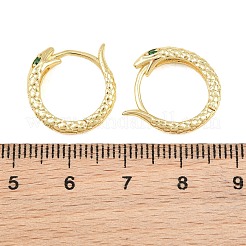 真鍮製マイクロパヴェキュービックジルコニアフープピアス  ヘビ  16KGP本金メッキ  16x4.5mm&nbsp;KK-CBAD104-04G-B