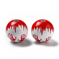 Perline di legno dipinte a spruzzo di halloween&nbsp;WOOD-C002-08
