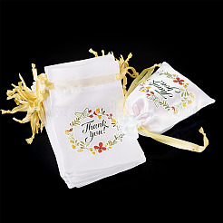 Blumen-Dankeschön-Aufbewahrungsbeutel aus Polyester-Satin mit Kordelzug&nbsp;ABAG-TAC0005-09B
