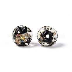 手作りゴールドパウダー入りランプワークビーズ  ナゲット  ブラック  9.5~11x9.5~11.5x9.5~11.5mm  穴：1.2~1.8mm&nbsp;LAMP-Q039-03E