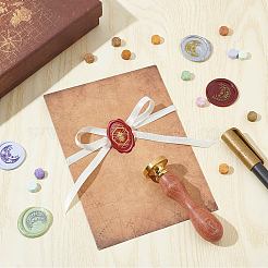 Золотистые сургучные печати латунные штампы с деревянными ручками&nbsp;AJEW-WH20033-007